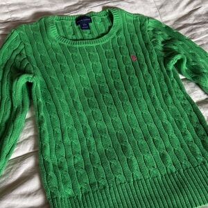 Ralph Lauren Green Cable Knit Pullover. Kids’ Size L (12-14)